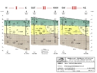 Przekrój geotechniczny podłoża - widoczna warstwa nienośnych torfów o miąższości do 2,1 m